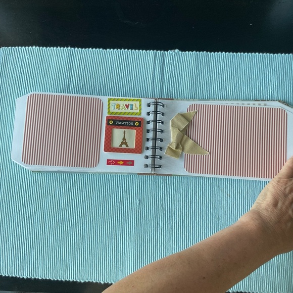 Travel Themed Pre-made Spiral Scrapbook with Bow- picture-ready! 8.25x4.5” - Picture 11 of 17